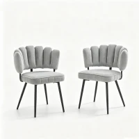 Lot de 2 chaises de salle à manger, mousse haute densité, patins antidérapants, 60x48x80 cm, Noir+Gris clair(m-2)