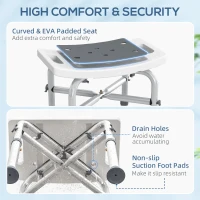 HOMCOM 44-51.5cm Aluminium Frame Shower/Bath Stool - Grey(m-4)