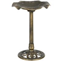 Outsunny Banho para Pássaros de Jardim Exterior 71 cm com Design Folha de Lótus e Acabamento Envelhecido Leve e Resistente Bronze(m-1)