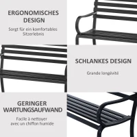 Outsunny Tuinbank Metaal 2-Zits voor Tuin en Terras, zwart(m-5)