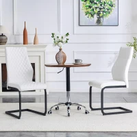Chaise de salle à manger matelassée motif losange, dossier haut ergonomique, lot de 2, 43x63x100 cm, Blanc+Noir(m-1)