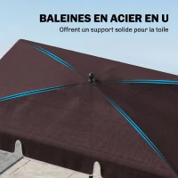 Outsunny Parasol de jardin Parasol droit rectangulaire inclinable alu métal polyester haute densité 2 x 1,3 m chocolat(m-5)
