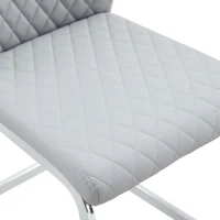 Chaise de salle à manger matelassée motif losange, dossier haut ergonomique, lot de 2, 43x63x100 cm, Argenté(m-7)