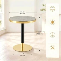 Table d'appoint ronde, plateau anti-rayures facile à nettoyer, 60x60x74 cm, Gris(m-3)