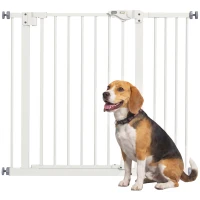 PawHut Barrière de sécurité animaux porte fermeture automatique système de double verrouillage sans perçage 1 extension blanc(m-11)