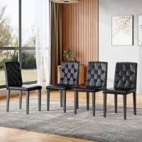 Lot de 4 chaises de salle à manger, style luxe européen, patins antidérapants et silencieux, 42x46x89 cm, Noir(m-1)