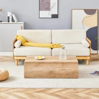 Table basse rectangulaire, style Luxury moderne compatible, pieds antidérapants en silicone, 90x50x30 cm, Couleur naturelle(m-4)
