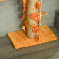 PawHut Arbre à chat hauteur réglable 202-242 cm avec feuilles décoratif, griffoir et plateformes en tissu peluche orange(m-13)