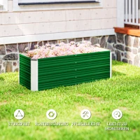 Outsunny Metalen verhoogde plantenbak, 2 aparte plantgebieden, open bodem, eenvoudige montage, 125 x 47 x 40 cm, groen(m-6)