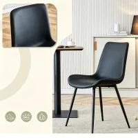 Lot de 4 chaises de salle à manger en similicuir, design moderne, embouts antidérapants, 50x47x83 cm, Noir(m-7)