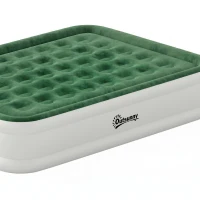 Outsunny Inflatable Mattress, Double Air Bed with Built-in Electric Pump, 3 Mins Inflation, Flocked Surface, Dark Green(m-13)