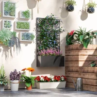 Outsunny Fioriera Rialzata con Traliccio Decorativo per Rampicanti, da Terra e Parete, 61x23x113 cm, Nero(m-10)