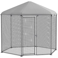 PawHut Enclos poulailler extérieur 5 m² parc grillagé dim. 2,8L x 2,45l x 2,46H - espace couvert - 5/8 poules(m-11)