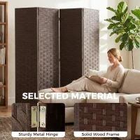 HOMCOM Wave Fibre Freestanding Folding Privacy Screen Panels, Room Divider, Dark Brown(m-5)