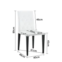 Lot de 4 chaises de salle à manger, style luxe européen, patins antidérapants et silencieux, 42x46x89 cm, Blanc+Noir(m-3)