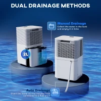 HOMCOM 10L/Day 2000ML Portable Quiet Dehumidifier for Home Laundry Room Bedroom Basement, Electric Moisture Air De-Humidifier with 3 Modes(m-6)