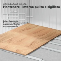 Outsunny Casetta da Giardino in Metallo con Prese d'Aria e Doppia Porta Scorrevole, 277x195x192 cm, Argento(m-6)