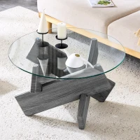 Table basse ronde, design moderne, facile à nettoyer et stable, 79x79x45 cm, Transparent(m-5)