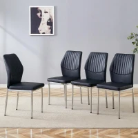 Lot de 4 chaises de salle à manger, style léger-luxe, patins antidérapants, 43x42.6x93 cm, Noir+Argenté(m-1)