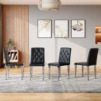 Lot de 4 chaises de salle à manger, style luxe européen, patins antidérapants et silencieux, 42x46x89 cm, Noir+Argent(m-1)