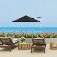 Outsunny 2.5m Rotating Cantilever Parasol - Black(m-10)