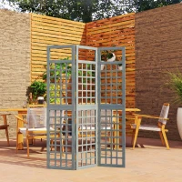 Outsunny 3-Panel Garden Privacy Screen, Freestanding Foldable Wooden Outdoor Divider/Trellis, Decorative Privacy Screen, Grey(m-10)