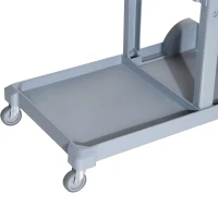 HOMCOM Carro de Limpieza con Bolsa 100L Profesional y Multifuncional para Colectividades Hotel Hostal con 3 Bandejas y 1 Plataforma 121x50,5x96,5 cm Gris y Amarillo(m-9)