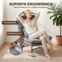 HOMCOM Cadeira de Baloiço em Linho com Almofada Lombar, Encosto Alto, Assento Largo, Dupla Camada, Cinzento Claro(m-5)