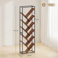 HOMCOM 10 Shelf Industrial-Style Bookshelf - Black/Brown(m-3)