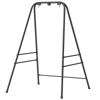 Outsunny Suporte para Cadeira Suspensa Rede 183 cm Suporte para Balanço Estrutura de Aço Almofadas Antiderrapantes Preto(m-11)