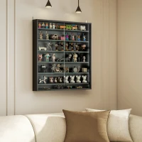 HOMCOM Six Shelf Display Cabinet, with Glass Doors - Black(m-10)