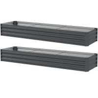 Outsunny 60 x 240cm Galvanised Steel Planter, with Open Bottom, Pack of 2(m-11)