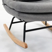 HOMCOM Schommelstoel met linnenlook, lendenkussen, hoge rugleuning, breed zitvlak, extra dikke bekleding, lichtgrijs(m-11)