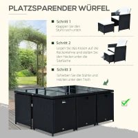 Outsunny Poly-rotan zitgroep 27-delig Zitset met kussens, tuinmeubelen in zwart aluminium(m-4)