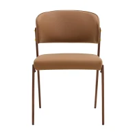Chaise de salle à manger moderne rembourrée, design épuré, dossier ergonomique, 51x49x78 cm, Marron(m-2)