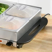 HOMCOM Chauffe-plats électrique acier inoxydable 300 W capacité 2 x 2,4 L et 2 x 1 L plaque chauffante et températur réglable(m-9)