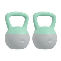 SPORTNOW 2 x 8kg Soft Kettlebell, Kettle Bell with Non-Slip Handle, for Home Gym, Strength Training, Cardio - Grey and Green(m-1)