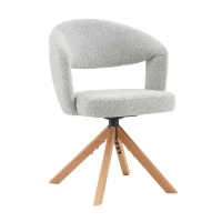 Lot de 2 chaises pivotantes rétro-luxe, patins feutre antidérapants, rotation 360° silencieuse, 47x47.5x81.5 cm, Couleur naturelle(m-8)