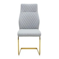 Chaise de salle à manger matelassée motif losange, dossier haut ergonomique, lot de 2, 43x63x100 cm, Gris clair(m-2)