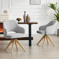 Lot de 2 chaises pivotantes style rétro luxe léger, revêtement en tissu structuré, 45x48x85 cm, Couleur naturelle(m-4)