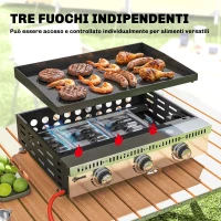 Outsunny Griglia a Gas portatile da tavolo con vaschetta raccogligrasso, colore nero.(m-4)