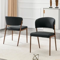 Chaise de salle à manger moderne rembourrée, design épuré, dossier ergonomique, 51x49x78 cm, Noir(m-4)