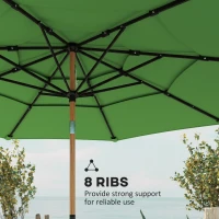 Outsunny Garden Parasol, Parasol Umbrella with 3-tier Roof, Crank Handle, Tilt Function, Polyester Canopy, Green(m-7)