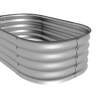 Outsunny Houten plantenbak, modulair verhoogd bed, beschermde randen, bodemloos ontwerp, 105 x 62 x 30 cm, zilver(m-8)