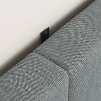HOMCOM Hoofdeinde 3-voudig in hoogte verstelbaar, gestoffeerd hoofdeinde met metalen poten, linnenlook voor slaapkamer 160x10x106/116/126 cm Grijs(m-9)