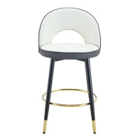 Tabouret de bar pivotant 360°, dossier ajouré design, lot de 2, 44x44x91.5 cm, Gris foncé+Blanc(m-2)