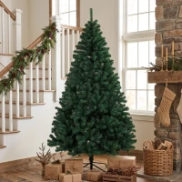 HOMCOM Árbol de Navidad de Abeto 230 cm con Ramas Articuladas 1300 Puntas de PVC Ignífugo Montaje Rápido Soporte de Acero Verde(m-8)