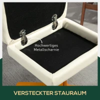 HOMCOM Relaxfauteuil met Hocker, 145° Kantelbare Rugleuning, 360° Draaibaar, Kunstleer, Crèmewit(m-5)
