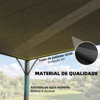 Outsunny Pérgola 390x295x213 cm para Jardim com Desenho de Lâminas Superiores Giratórias até 135° Proteção UV 50+ Cinza(m-5)