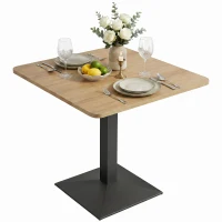 HOMCOM Eettafel Vierkante keukentafel voor 2 personen Eettafel met houtlook en stalen basis 70 x 70 x 75 cm Donkerbruin(m-14)